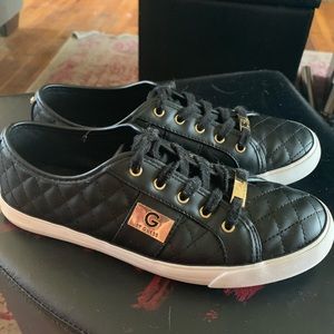 Ladies Black/Gold Guess Sneakers